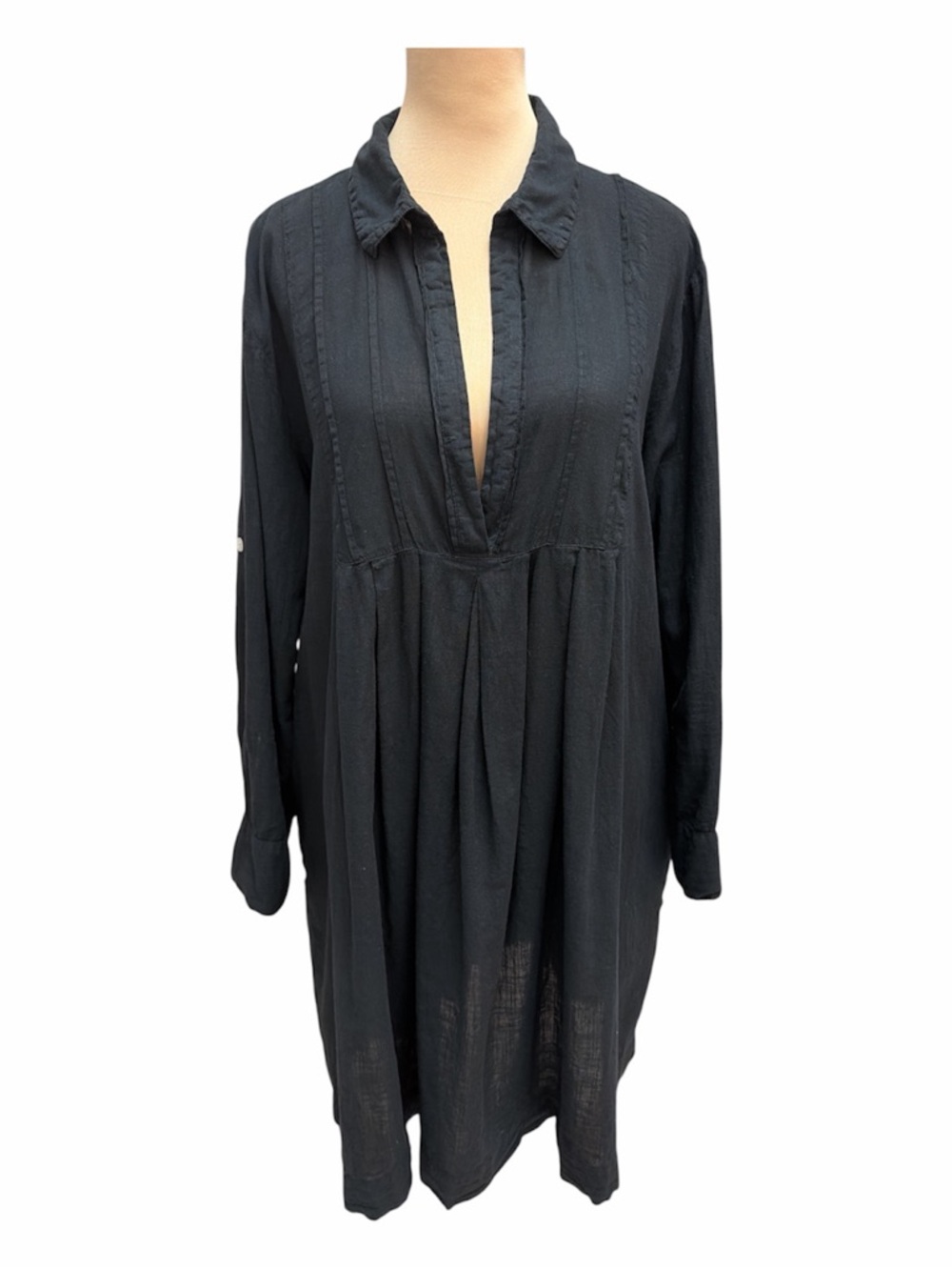 Embellish Black Chambray Cotton Breezy Boho Dress